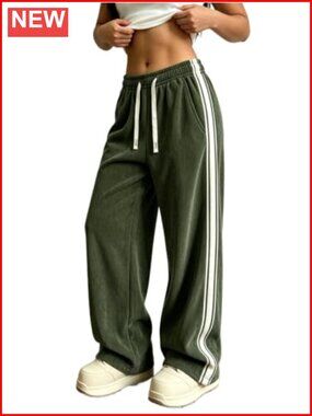 Women's Wide Leg Corduroy Pants Loose Fit Baggy Straight Sweatpants